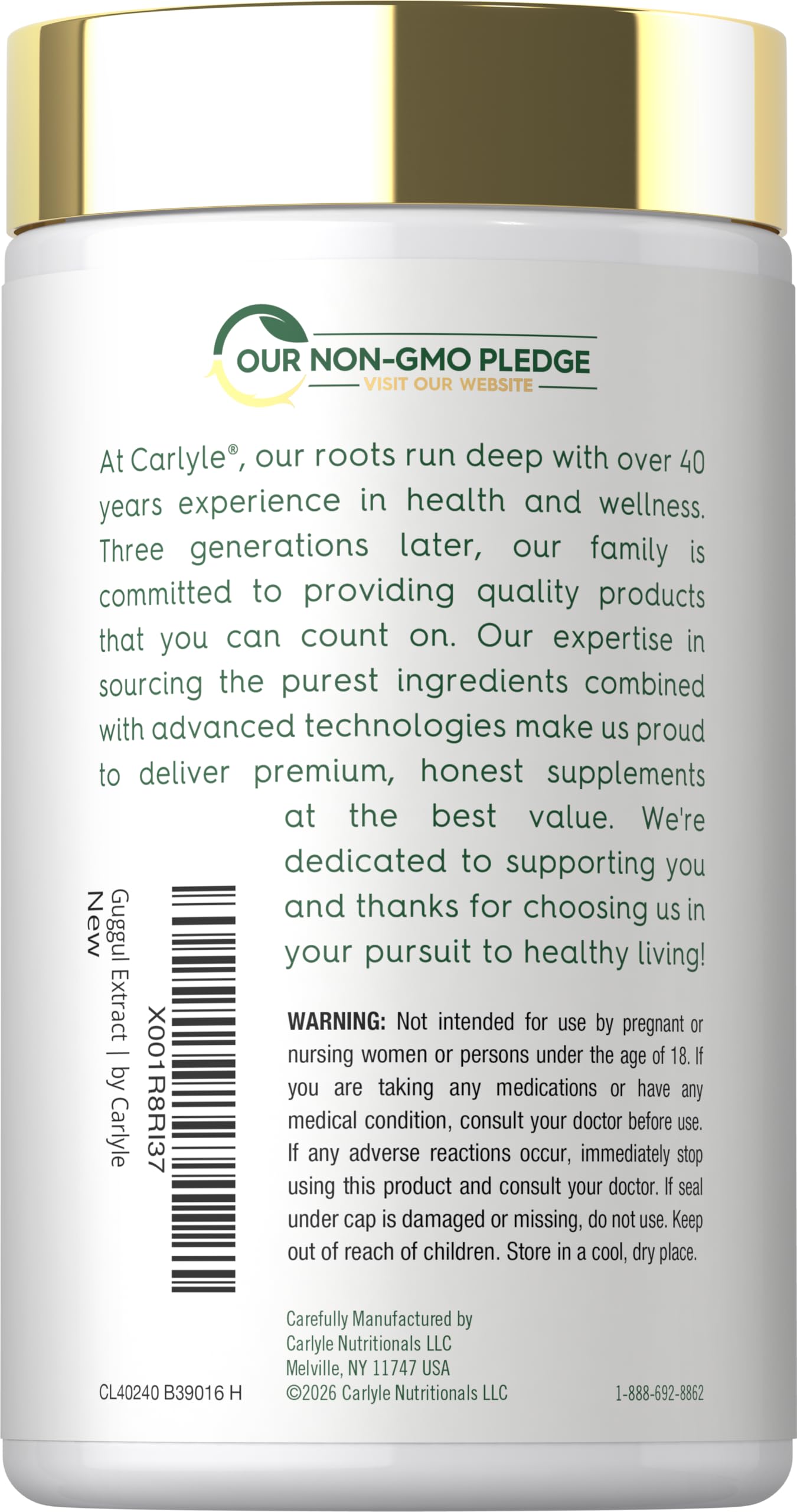 Carlyle Guggul Extract Capsules ingredients list