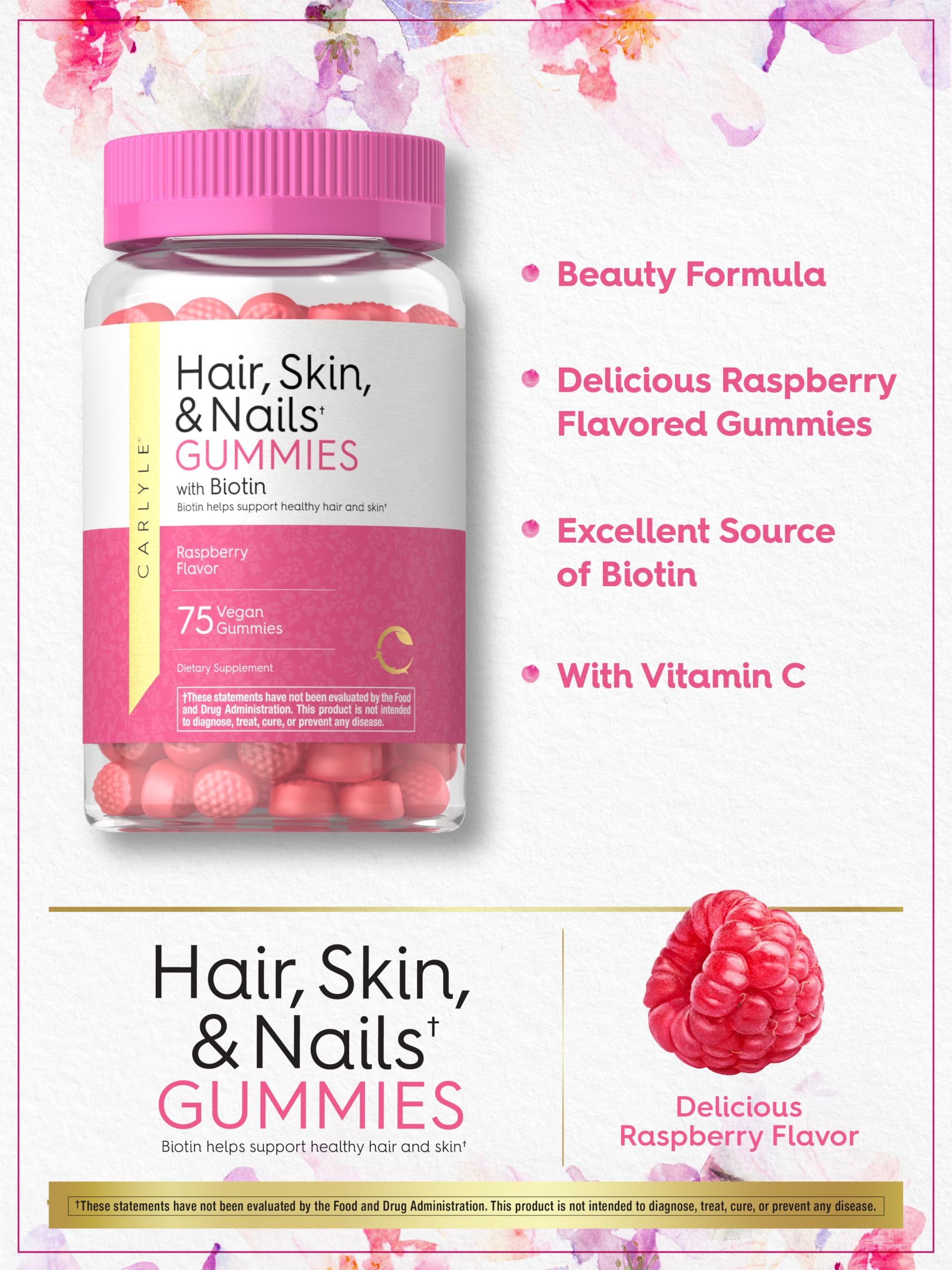 Carlyle Hair, Skin & Nails Gummies close-up of gummy