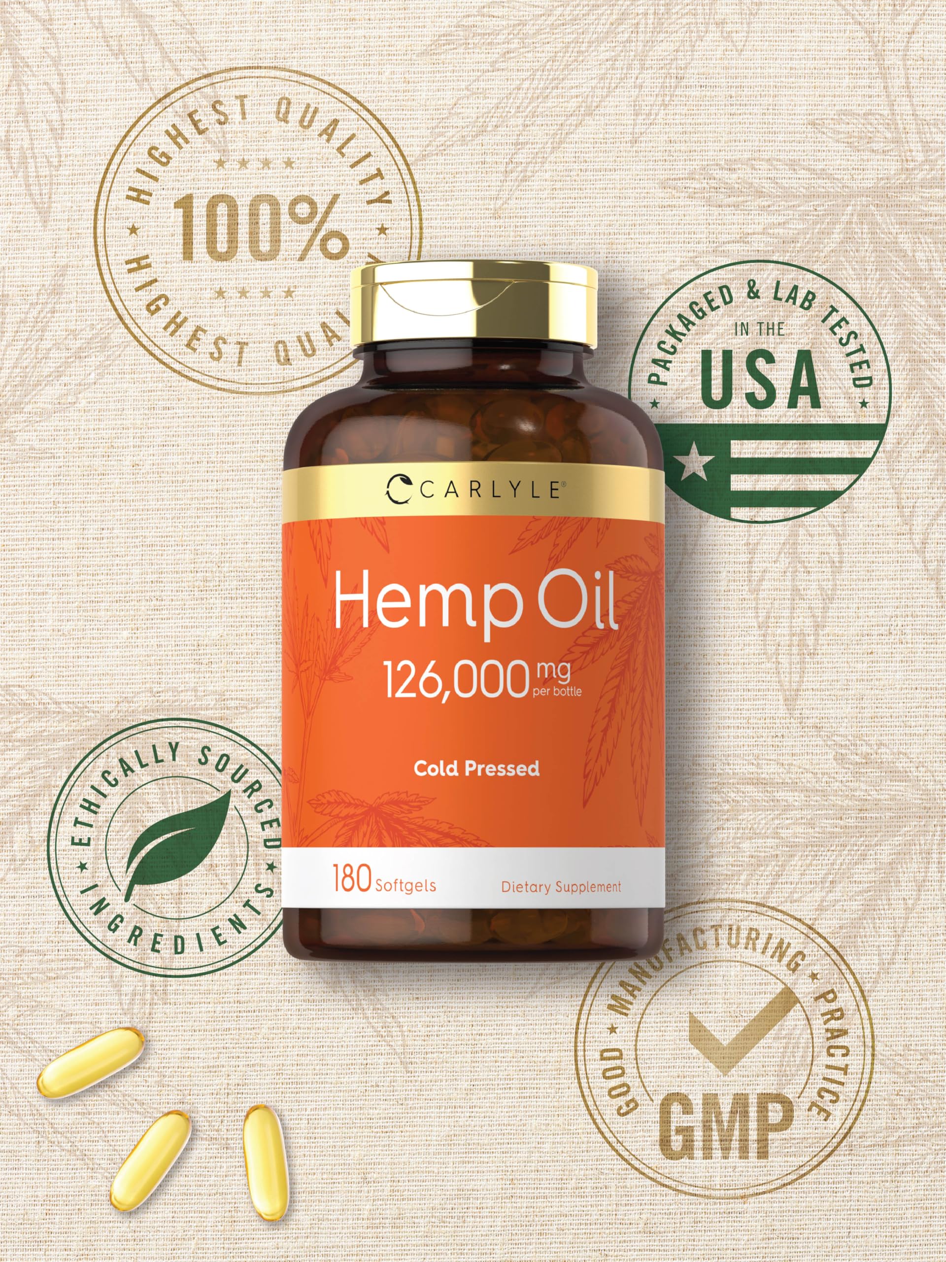 Carlyle Hemp Seed Oil Omega 3-6-9 Supplement capsules