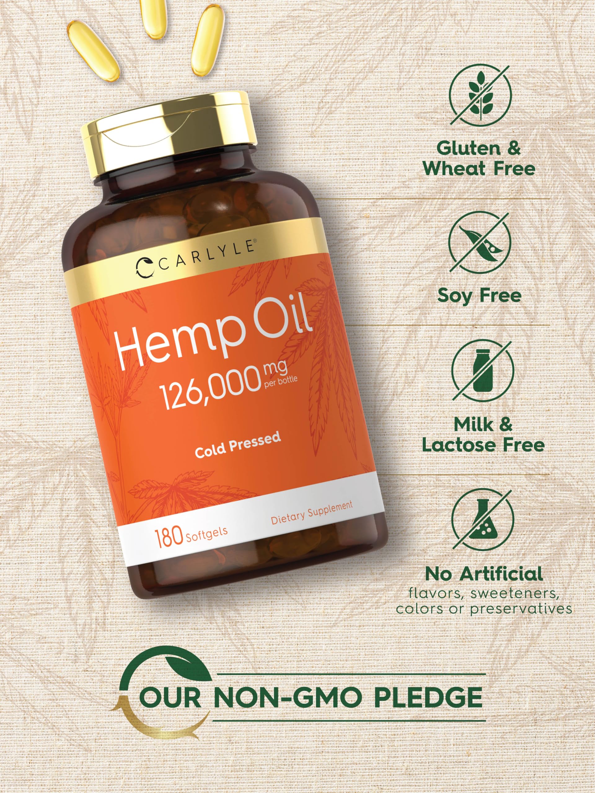 Carlyle Hemp Seed Oil Omega 3-6-9 Supplement packaging