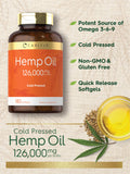 Carlyle Hemp Seed Oil Omega 3-6-9 Supplement with dosage information
