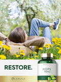 Carlyle Hops Flower Capsules 700mg with a measuring spoon