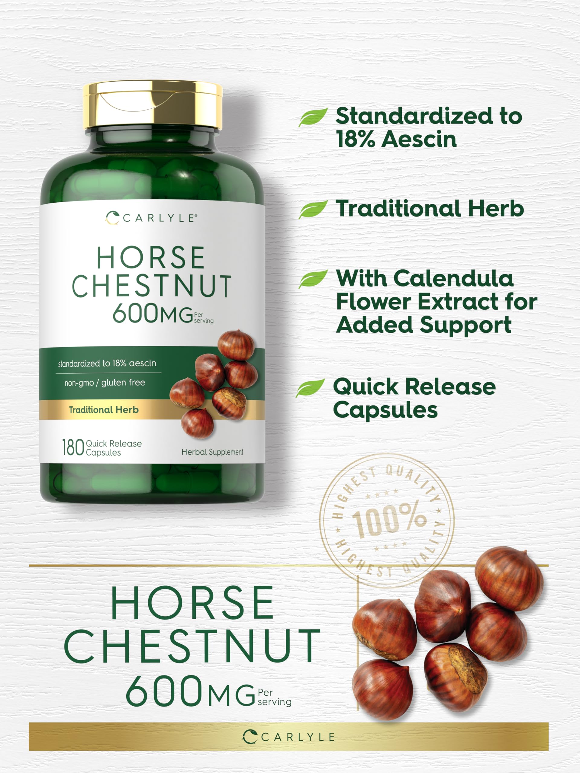 Carlyle Horse Chestnut Extract Capsules close-up of capsules