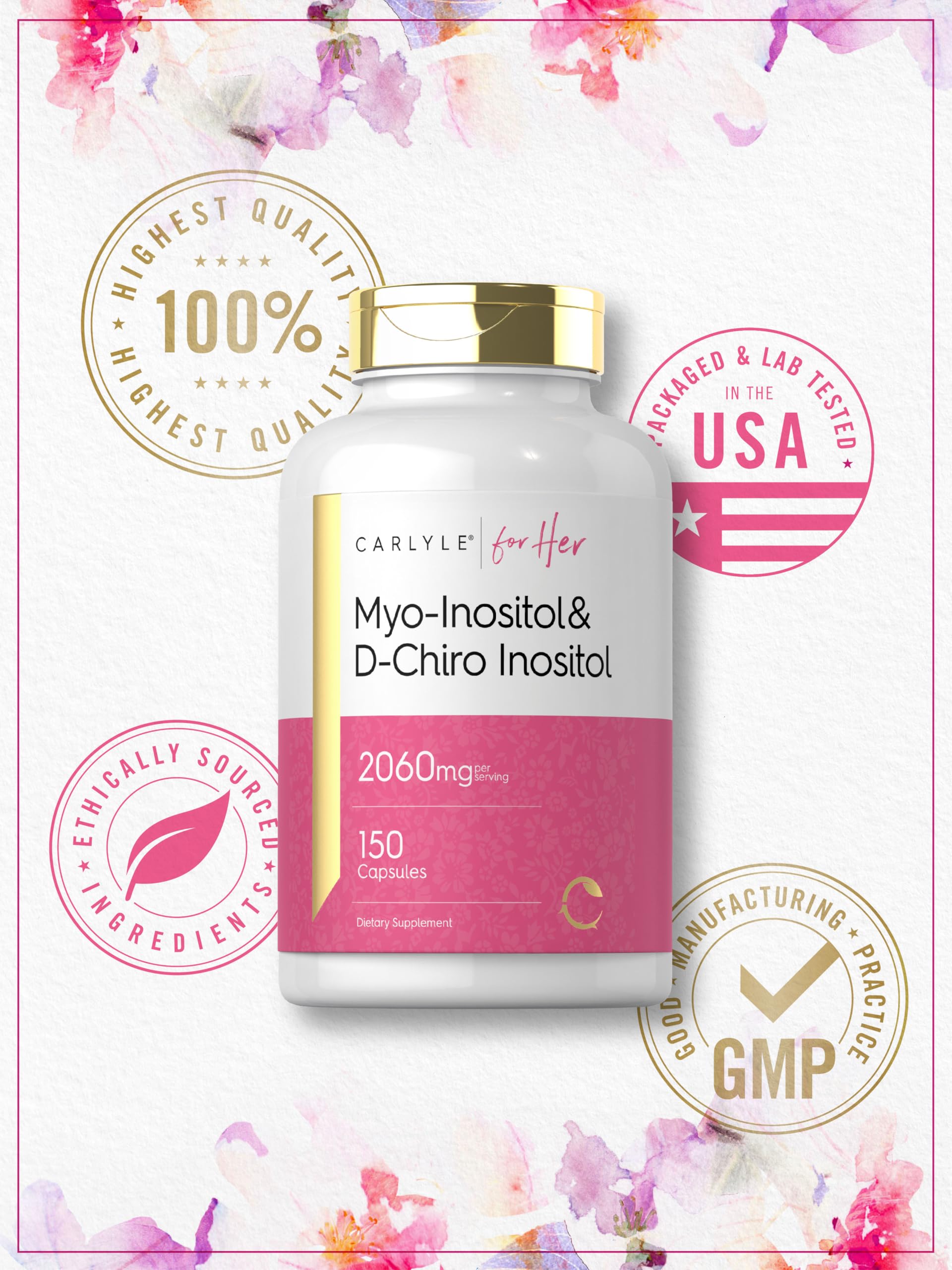 Carlyle Inositol Supplement 2060mg Myo & D-Chiro Complex ingredients list