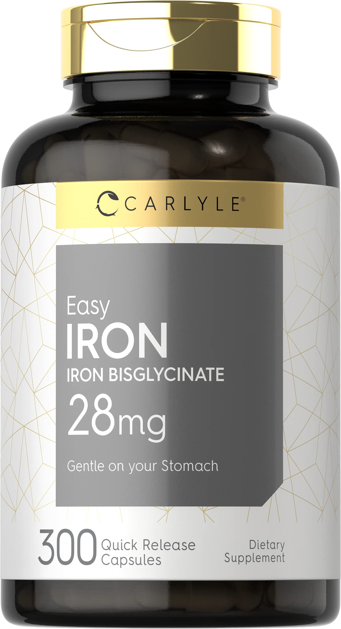 Carlyle Iron Bisglycinate 28mg 60 Capsules front view