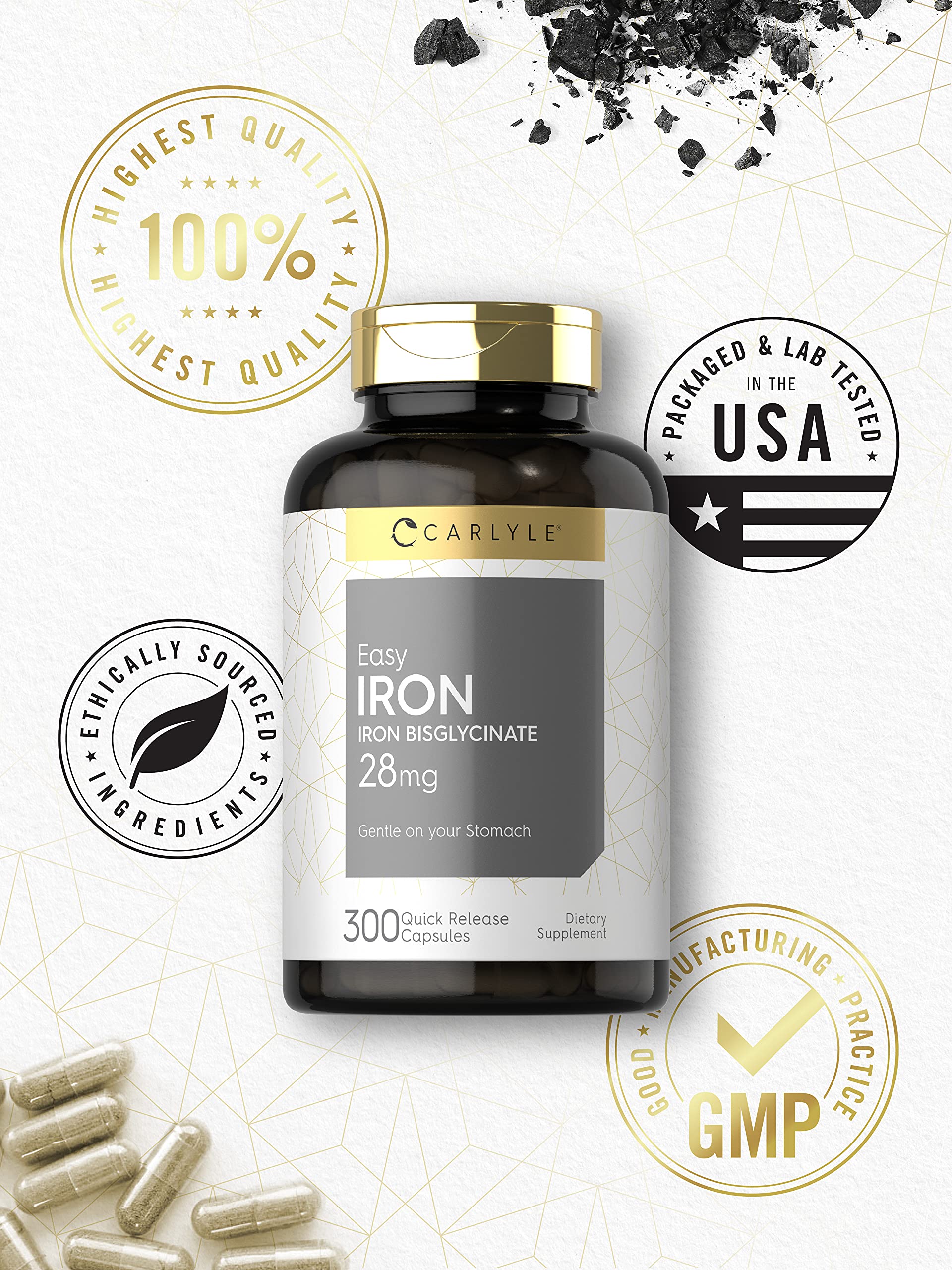 Carlyle Iron Bisglycinate 28mg 60 Capsules packaging