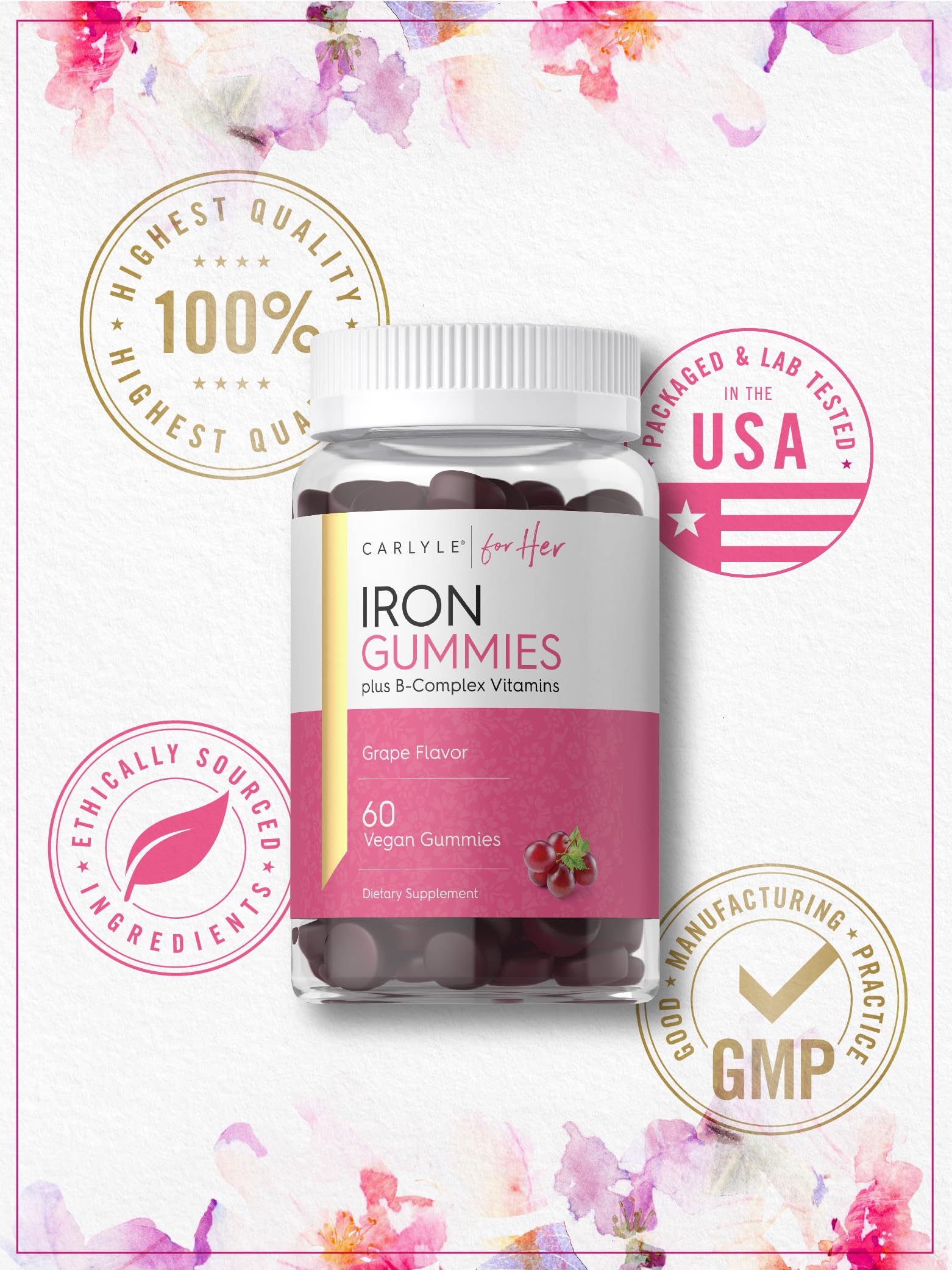 Carlyle Iron Gummies for Her back view packaging