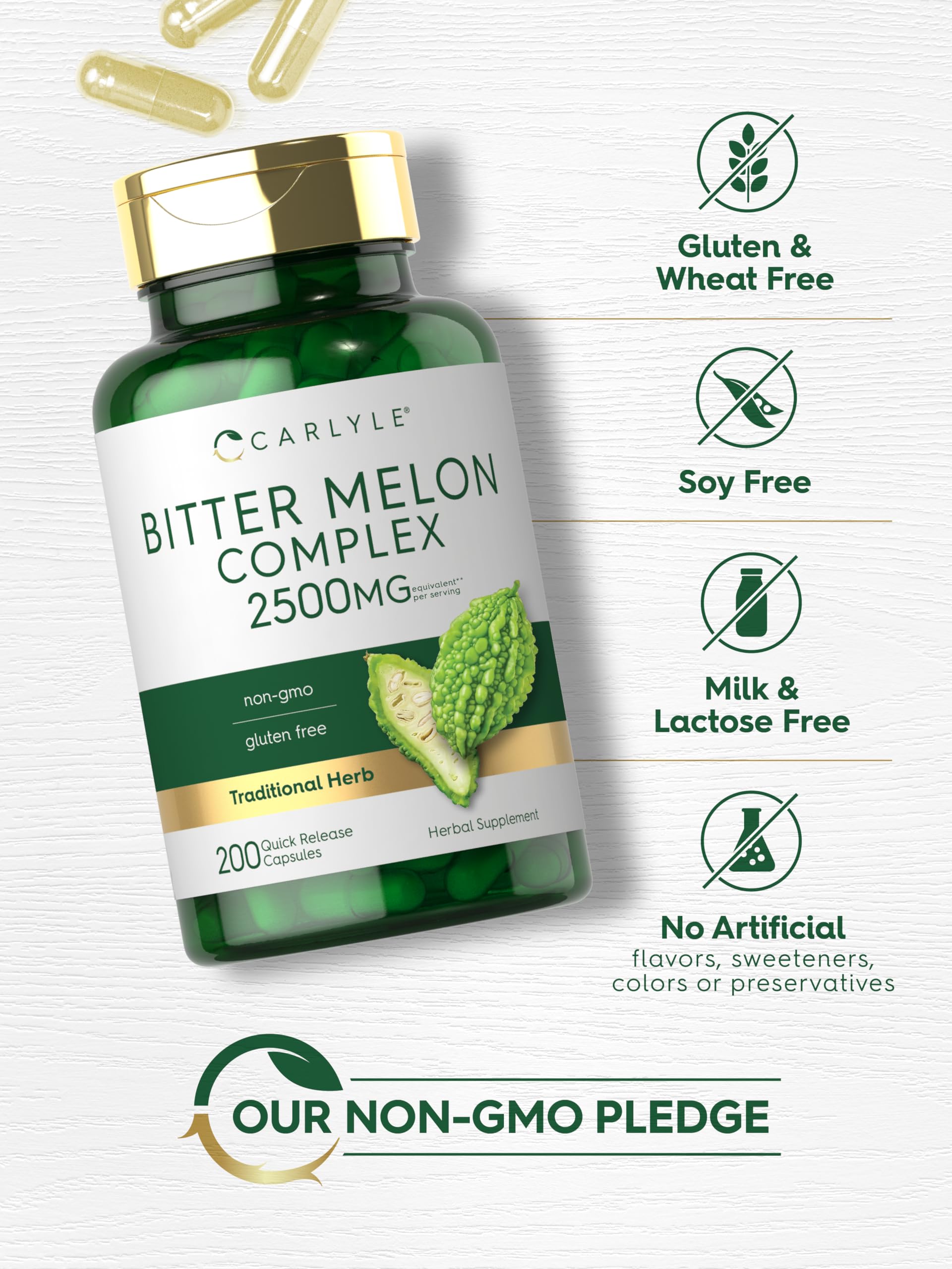 Carlyle Karela Bitter Melon Capsules 1000mg capsules close-up
