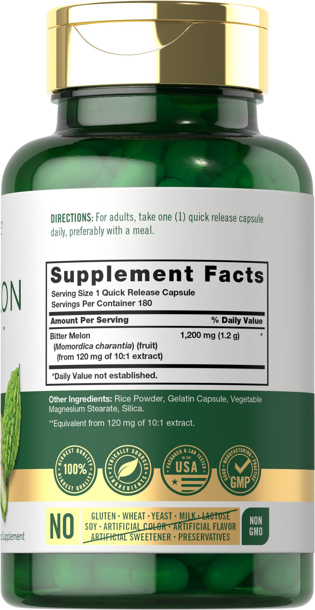 Carlyle Karela Bitter Melon Extract 100g capsules close-up