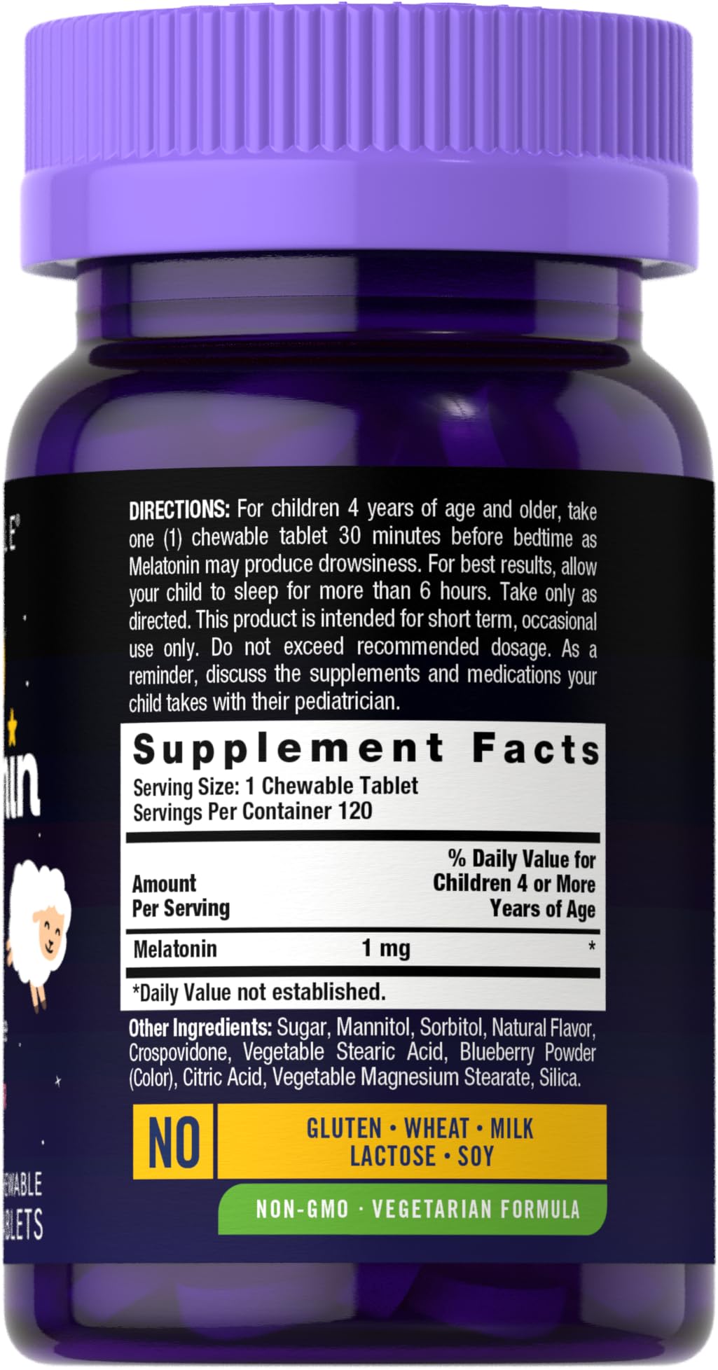 Carlyle Kids Melatonin 1mg chewable tablets side view