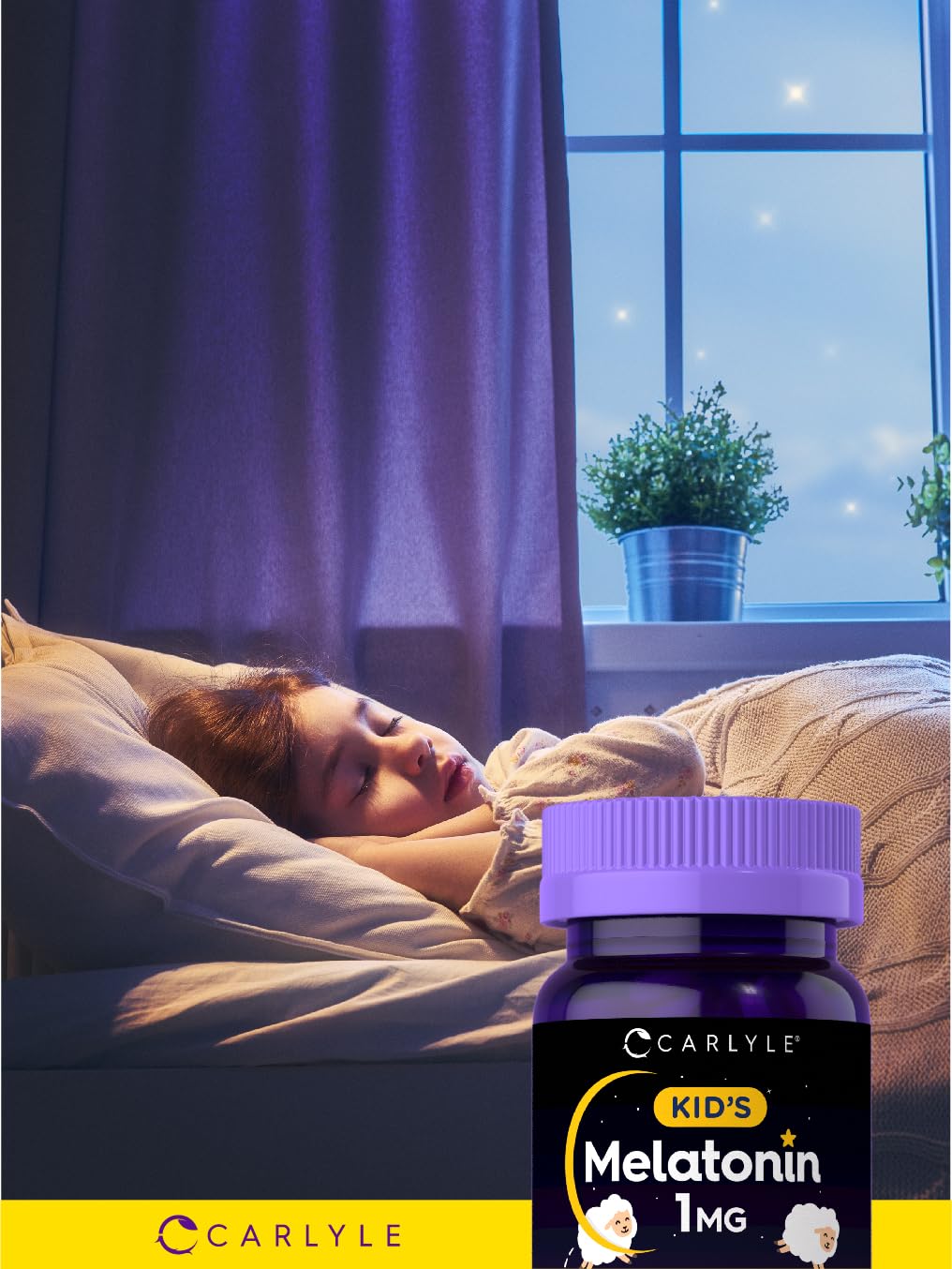 Carlyle Kids Melatonin 1mg chewable tablets with fruit