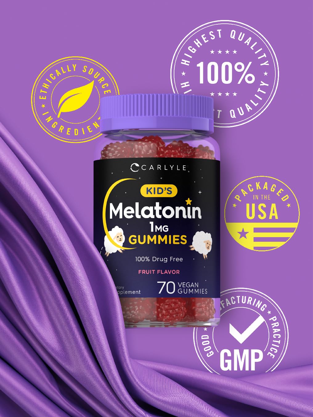 Carlyle Kids Melatonin Gummies with a child holding them