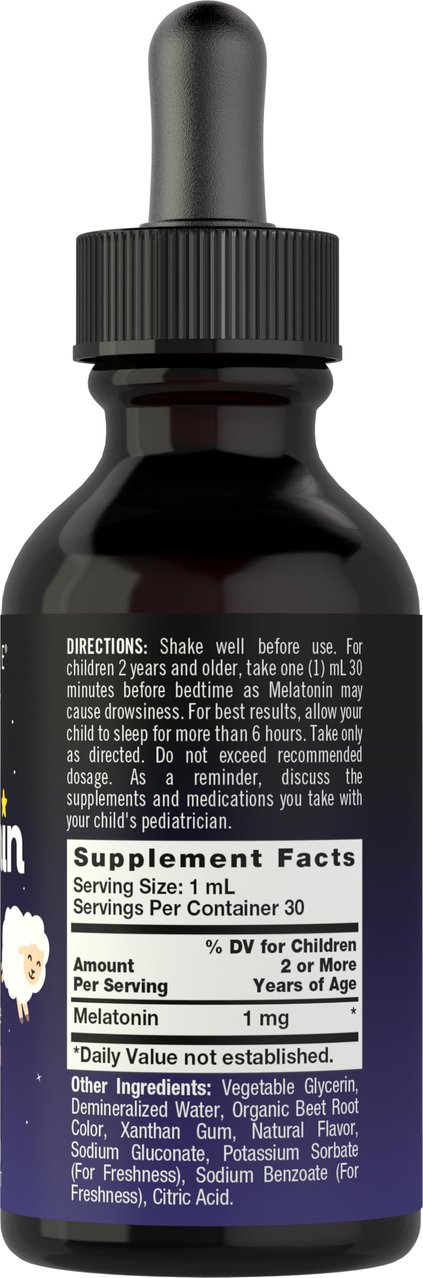 Carlyle Kids Melatonin Liquid 1 fl oz back view