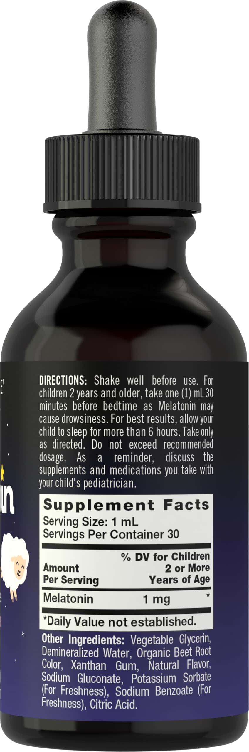 Carlyle Kids Melatonin Liquid 1 fl oz back view