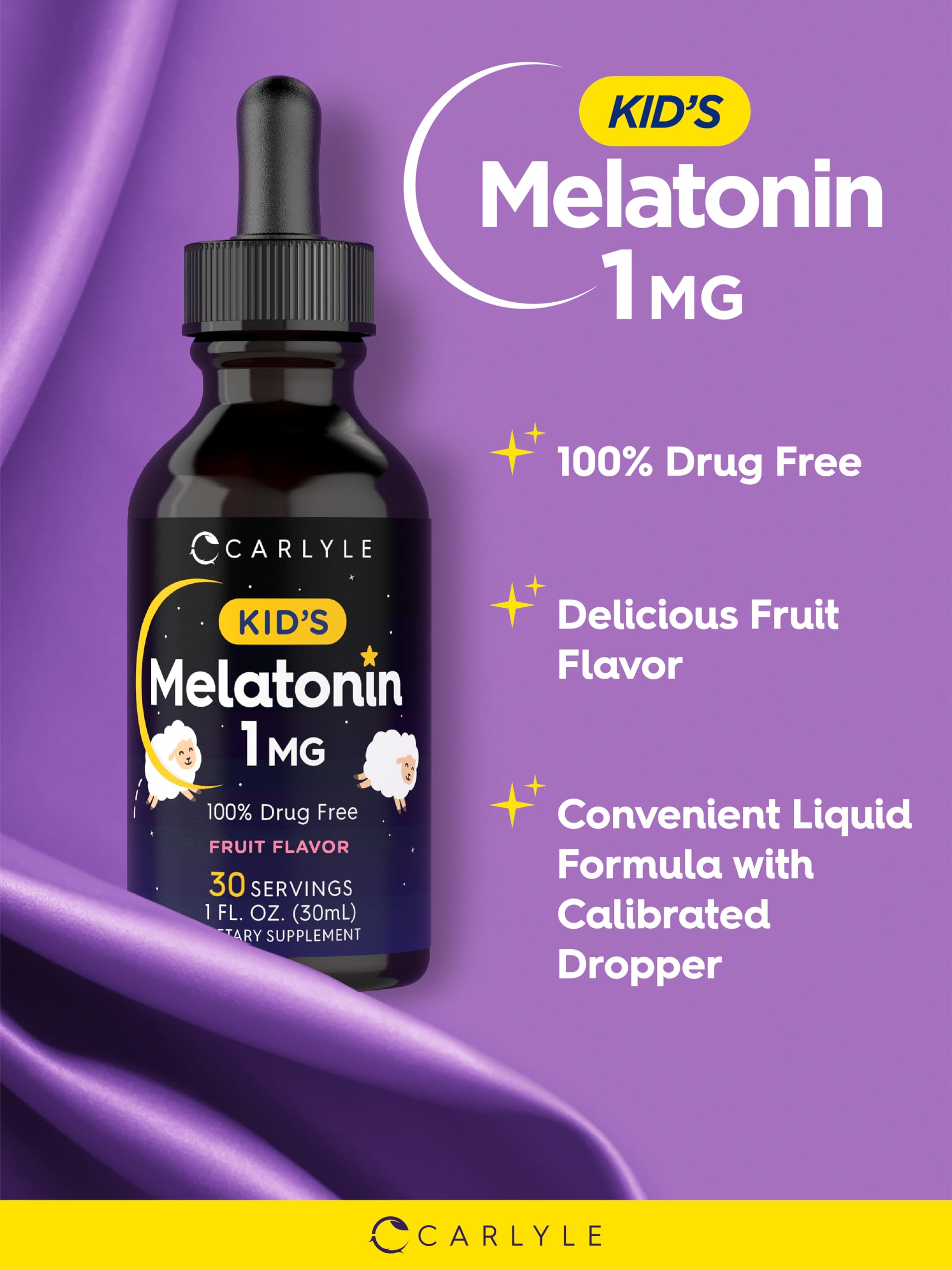 Carlyle Kids Melatonin Liquid 1 fl oz with packaging