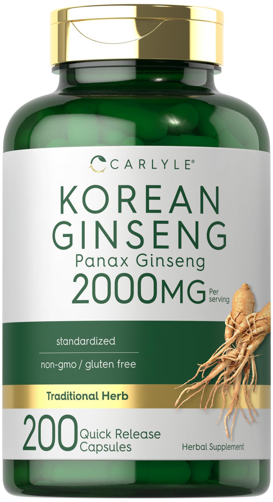 Carlyle Korean Ginseng Extract 2000mg capsules front view