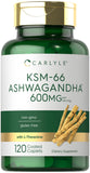 Carlyle KSM-66 Ashwagandha 600mg vegan capsules front view