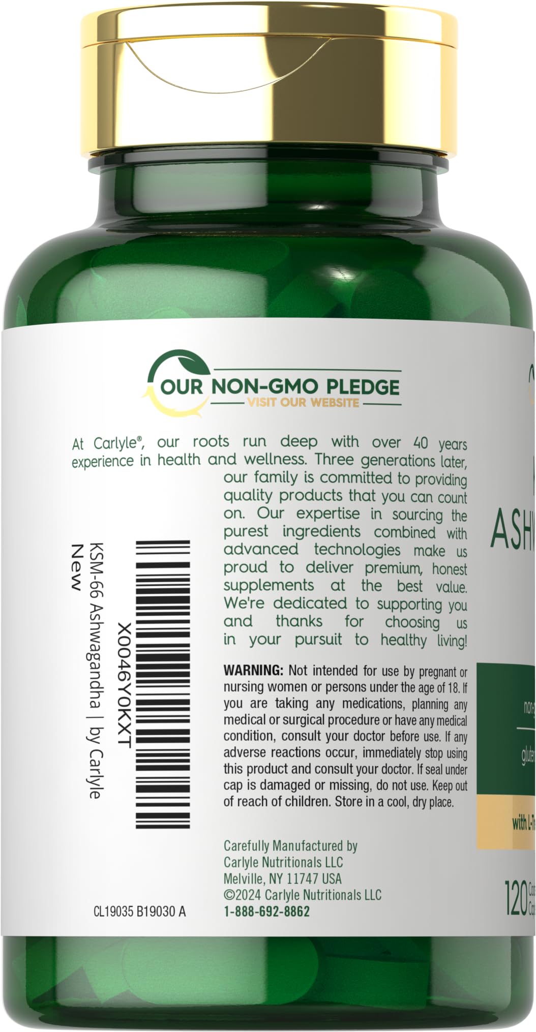 Carlyle KSM-66 Ashwagandha 600mg vegan capsules packaging