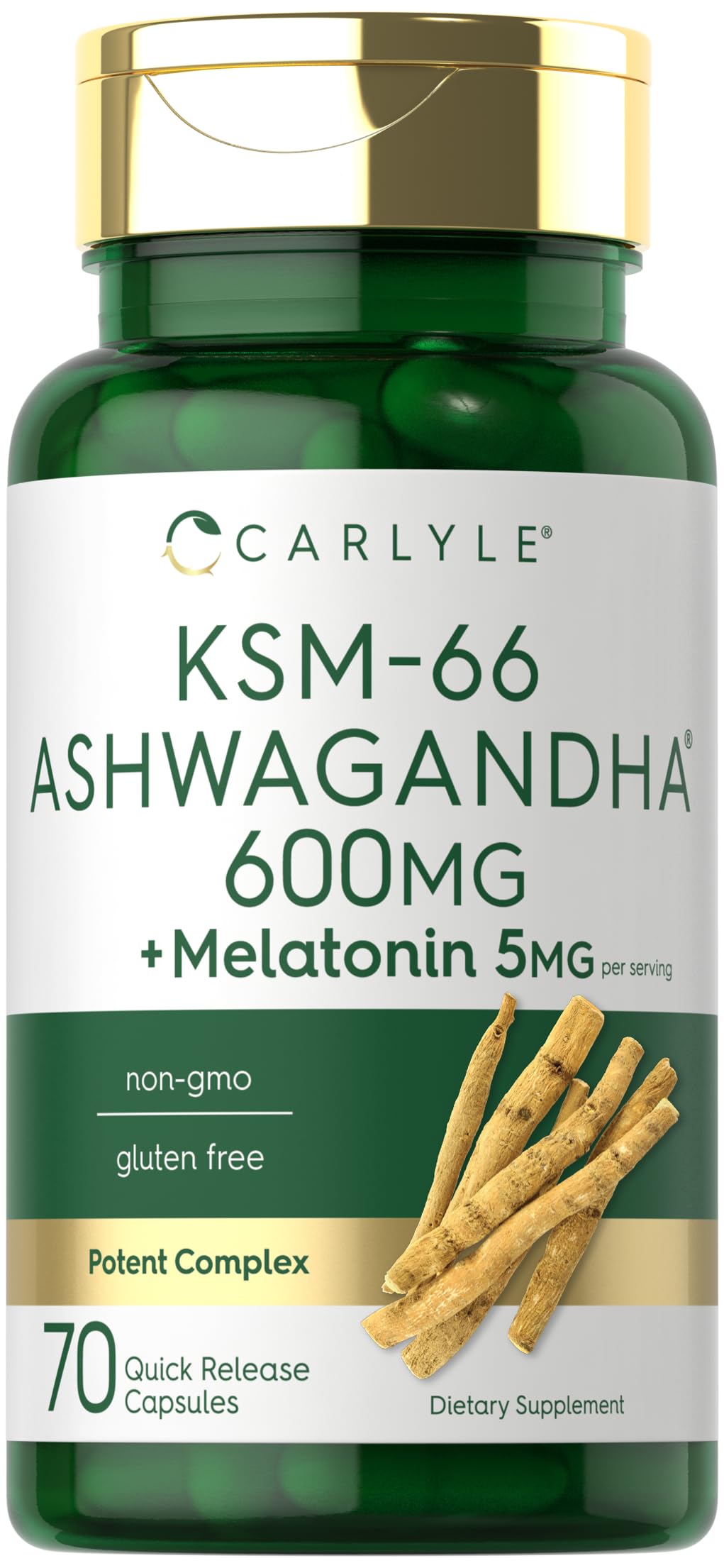 Carlyle KSM-66 Ashwagandha Capsules 600mg front view