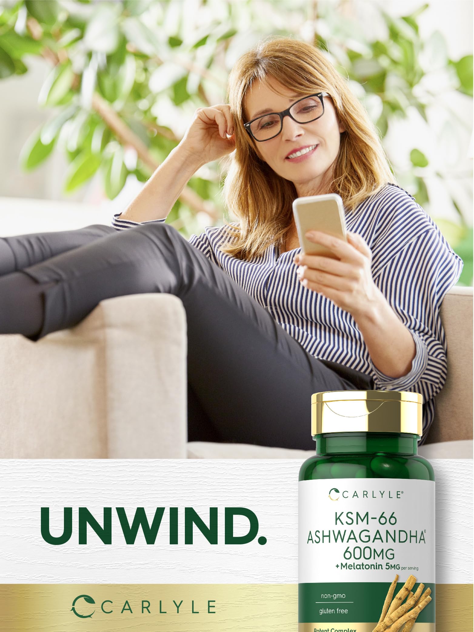 Carlyle KSM-66 Ashwagandha Capsules 600mg packaging