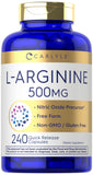 Carlyle L-Arginine 500mg capsules front view, 300 count