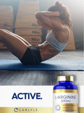Carlyle L-Arginine 500mg capsules with a glass of water