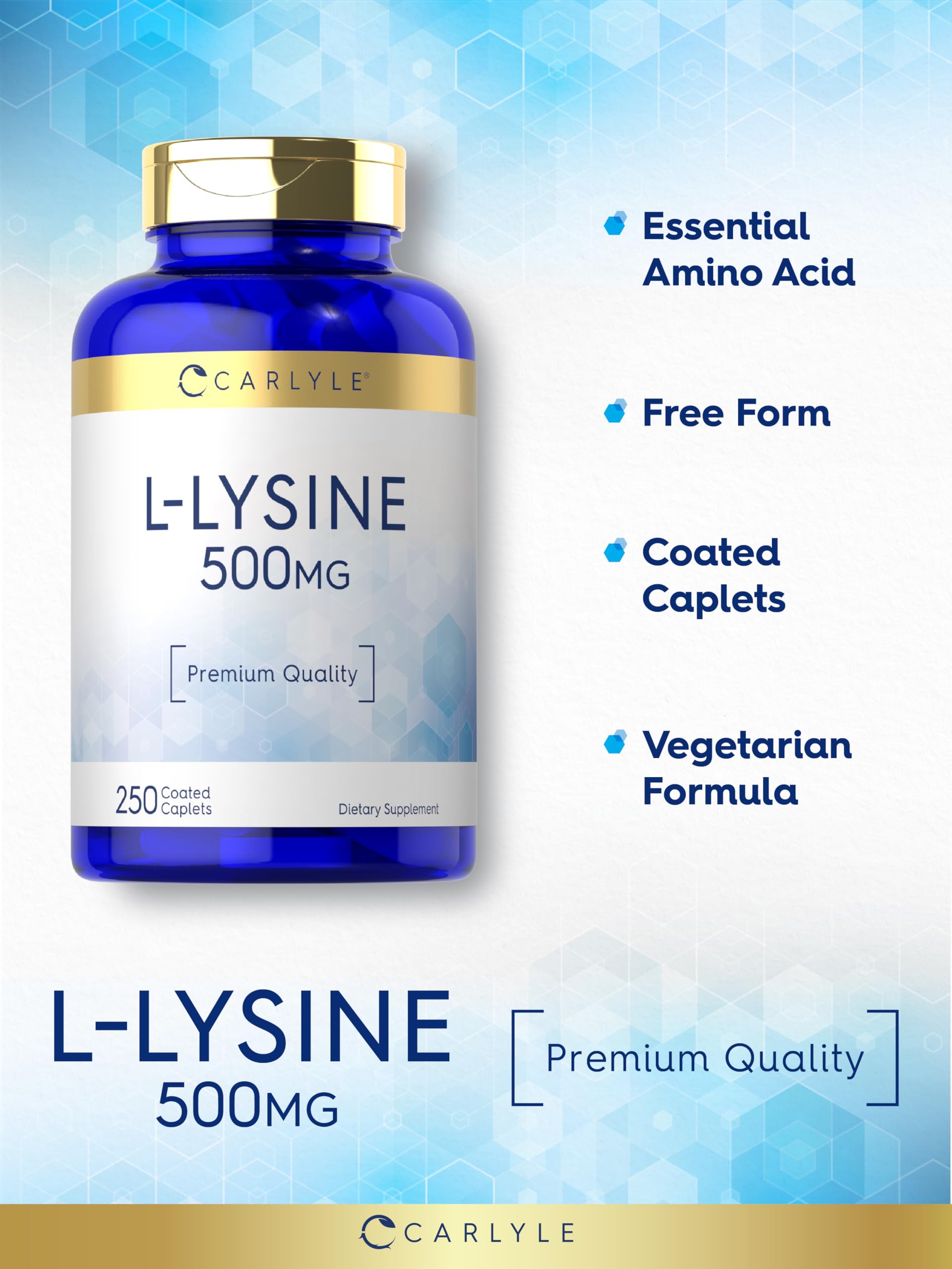 Carlyle L-Lysine 500mg caplets close-up