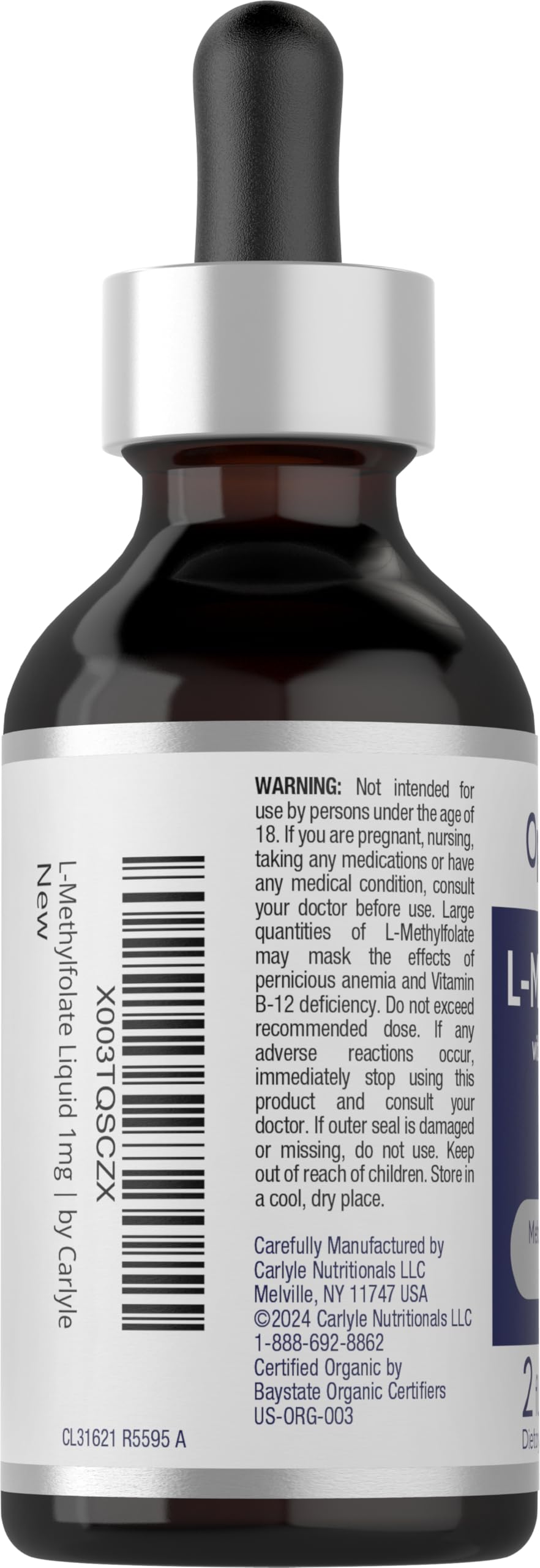 Carlyle L-Methylfolate 1mg supplement back view