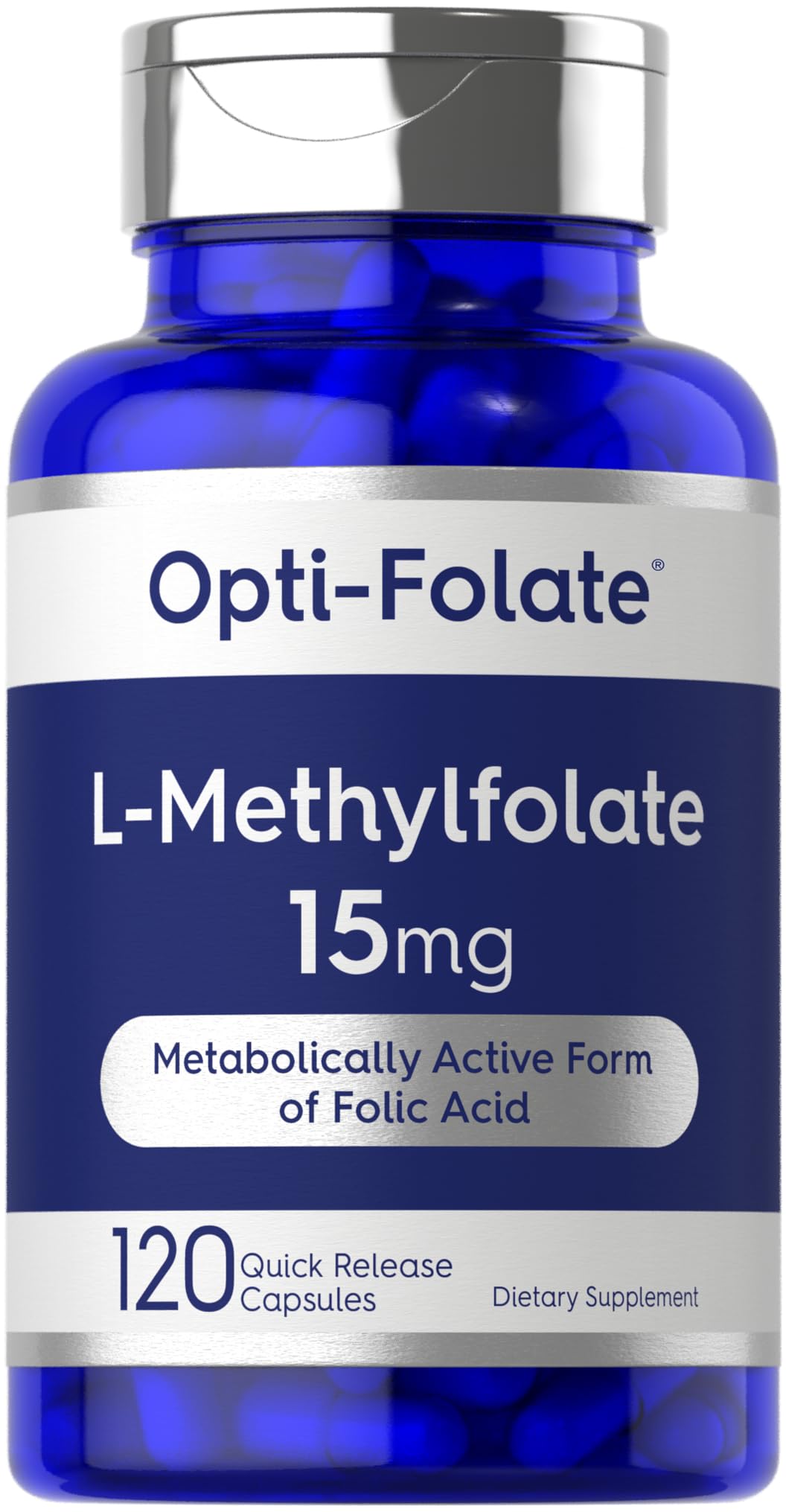 Carlyle L-Methylfolate 25,000 mcg supplement capsules front view