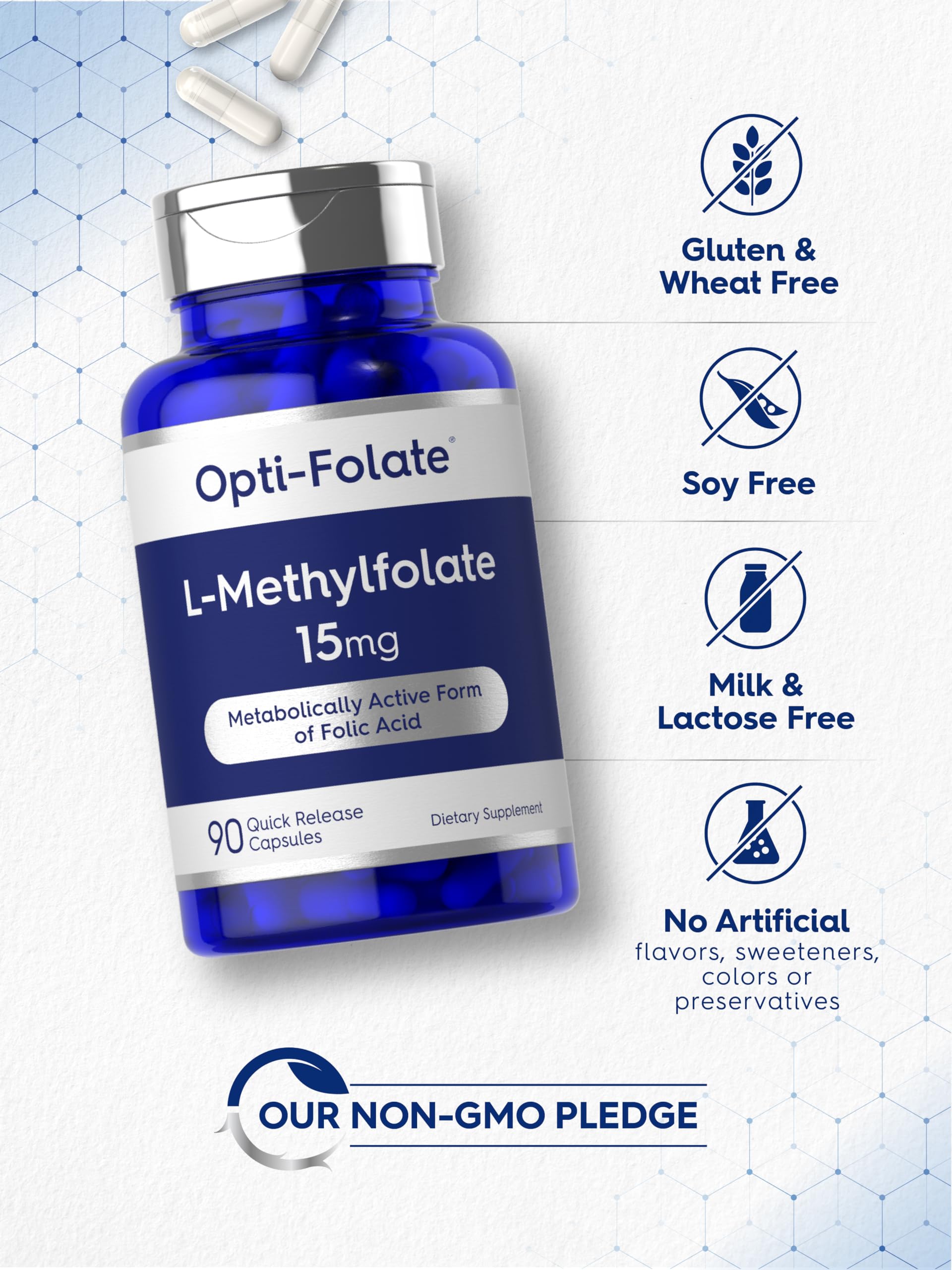 Carlyle L-Methylfolate 25000 mcg capsules open bottle