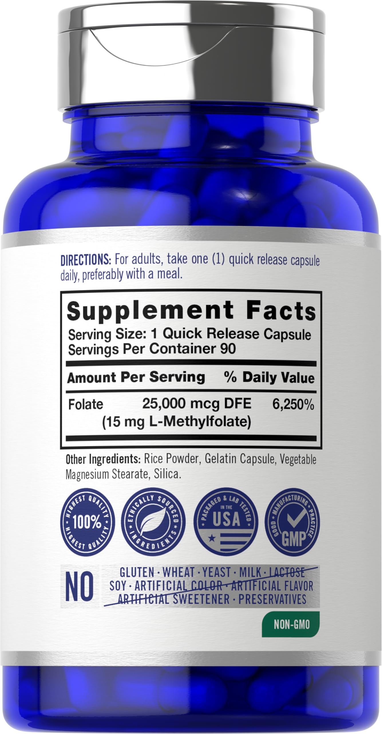 Carlyle L-Methylfolate 25000 mcg capsules side view