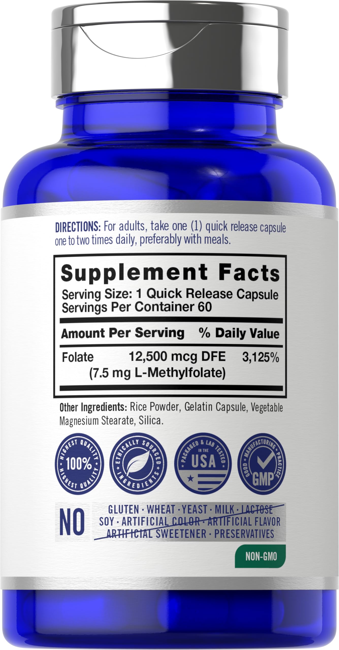 Carlyle L-Methylfolate B9 Vitamin capsules close-up
