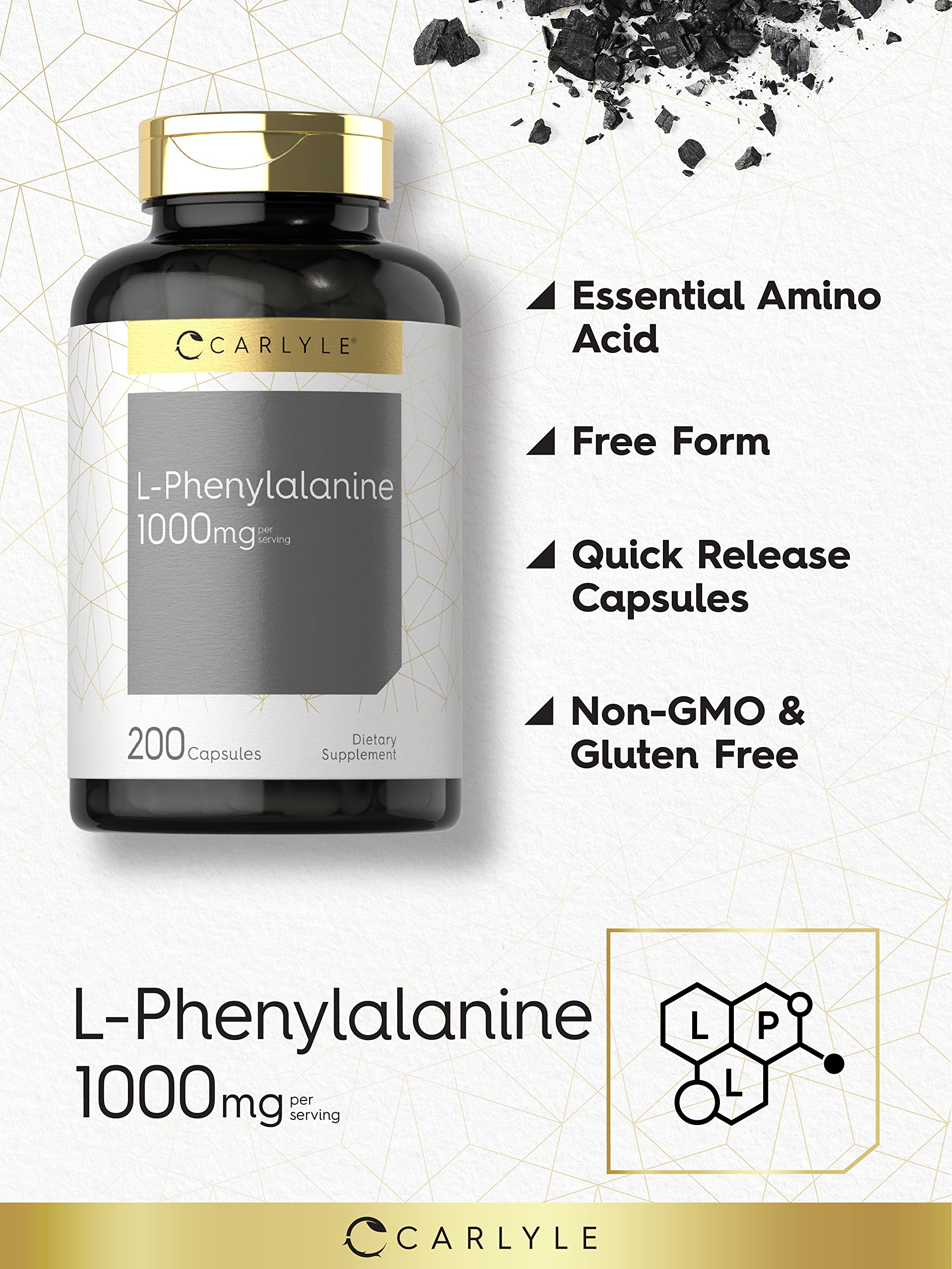Carlyle L-Phenylalanine 1000mg capsules bottle with label