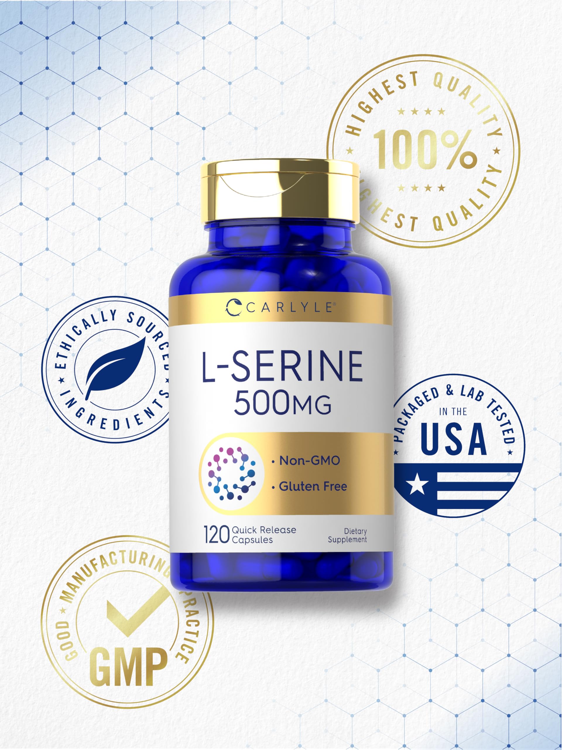 Carlyle L-Serine 500mg Quick Release Capsules packaging details