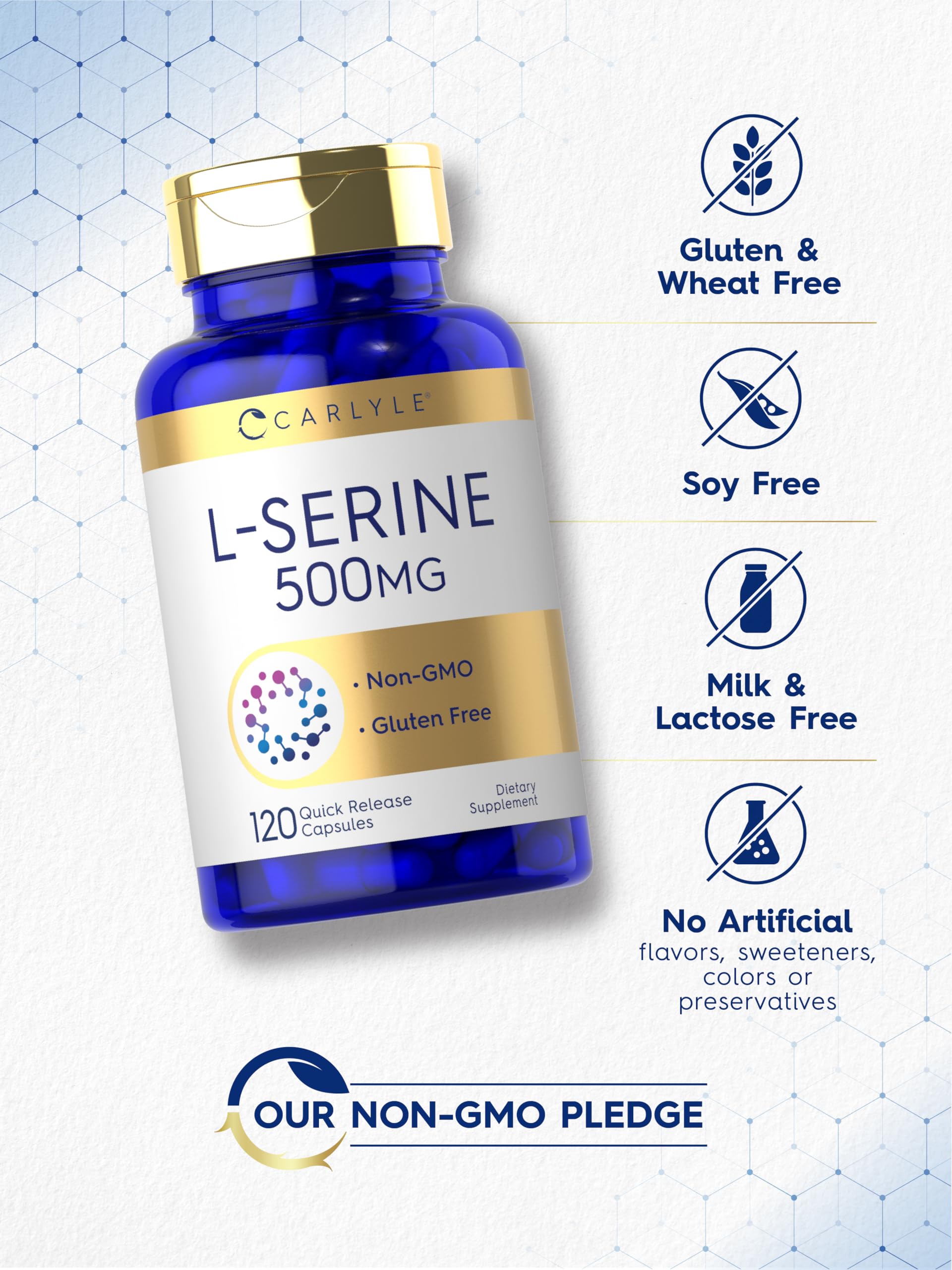 Carlyle L-Serine 500mg Quick Release Capsules with measuring spoon
