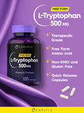 Carlyle L-Tryptophan 500mg capsules on a white background
