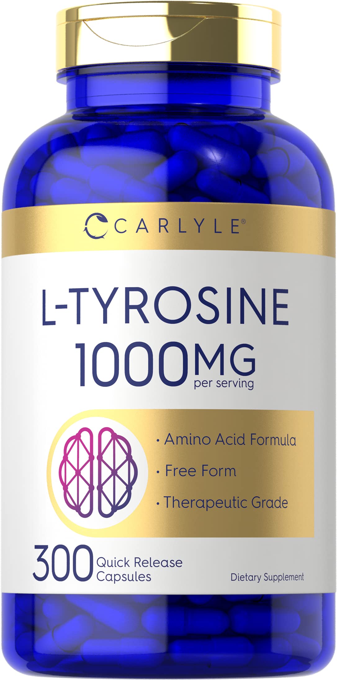 Carlyle L-Tyrosine 1000mg capsule bottle front view