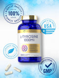 Carlyle L-Tyrosine capsules on a wooden table