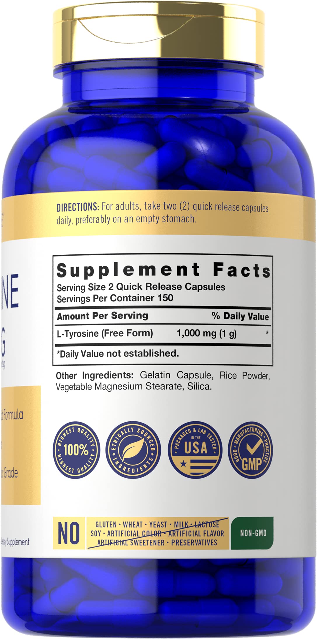 Carlyle L-Tyrosine quick-release capsules close-up