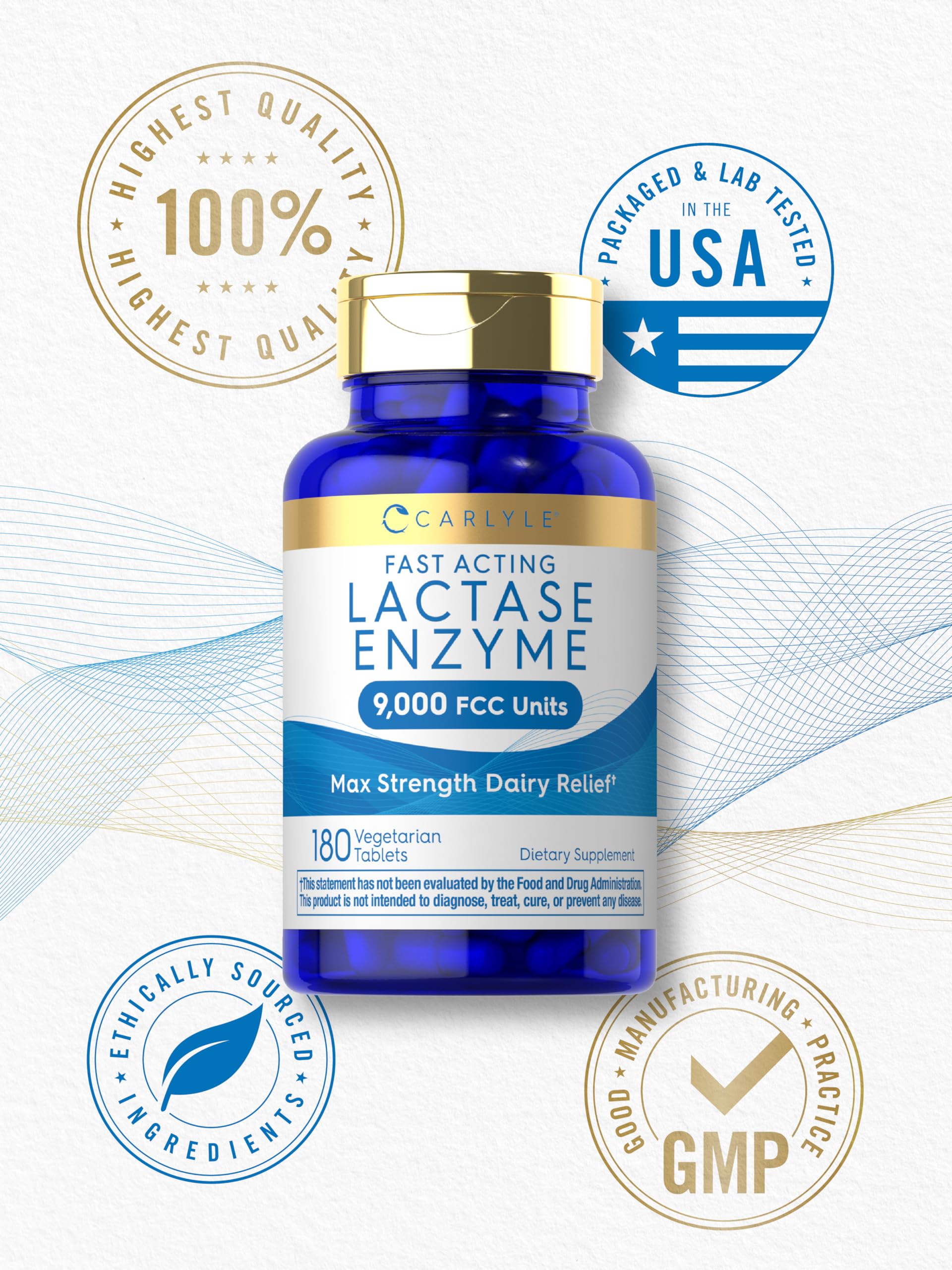 Carlyle Lactase Enzyme Tablets side view