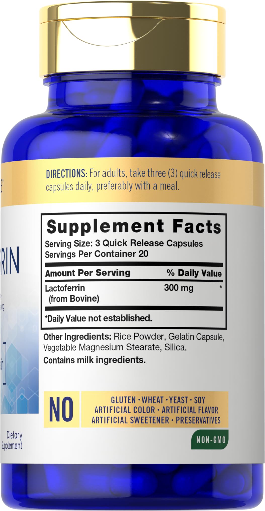 Carlyle Lactoferrin 300mg capsules side view
