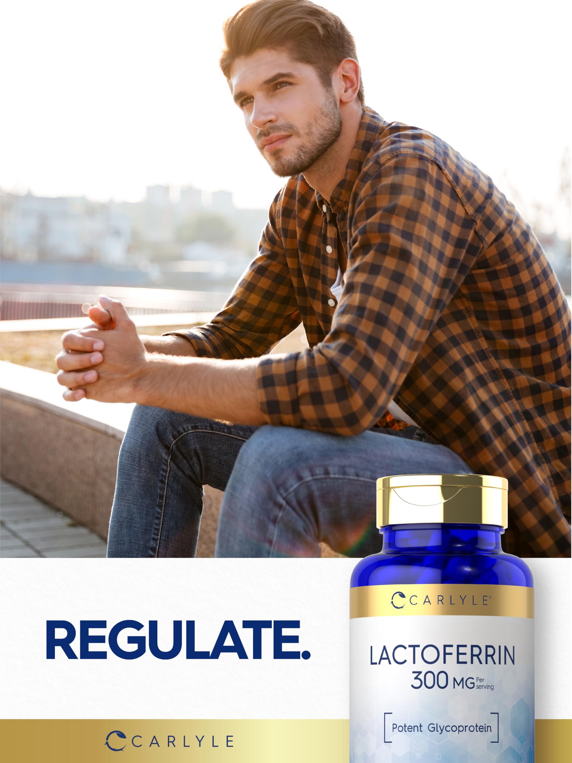 Carlyle Lactoferrin 300mg capsules with health supplements