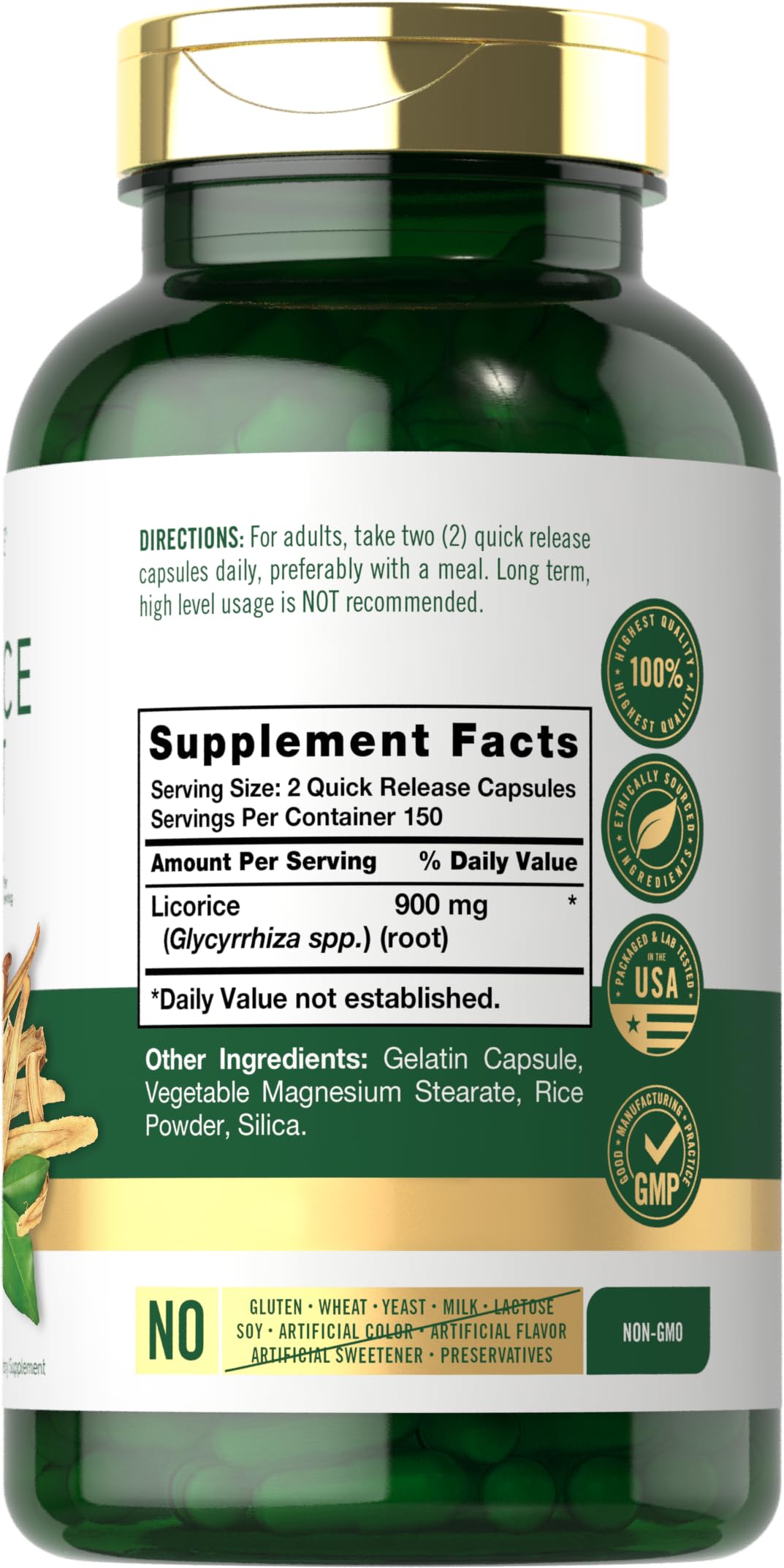 Carlyle Licorice Root supplement bottle side view