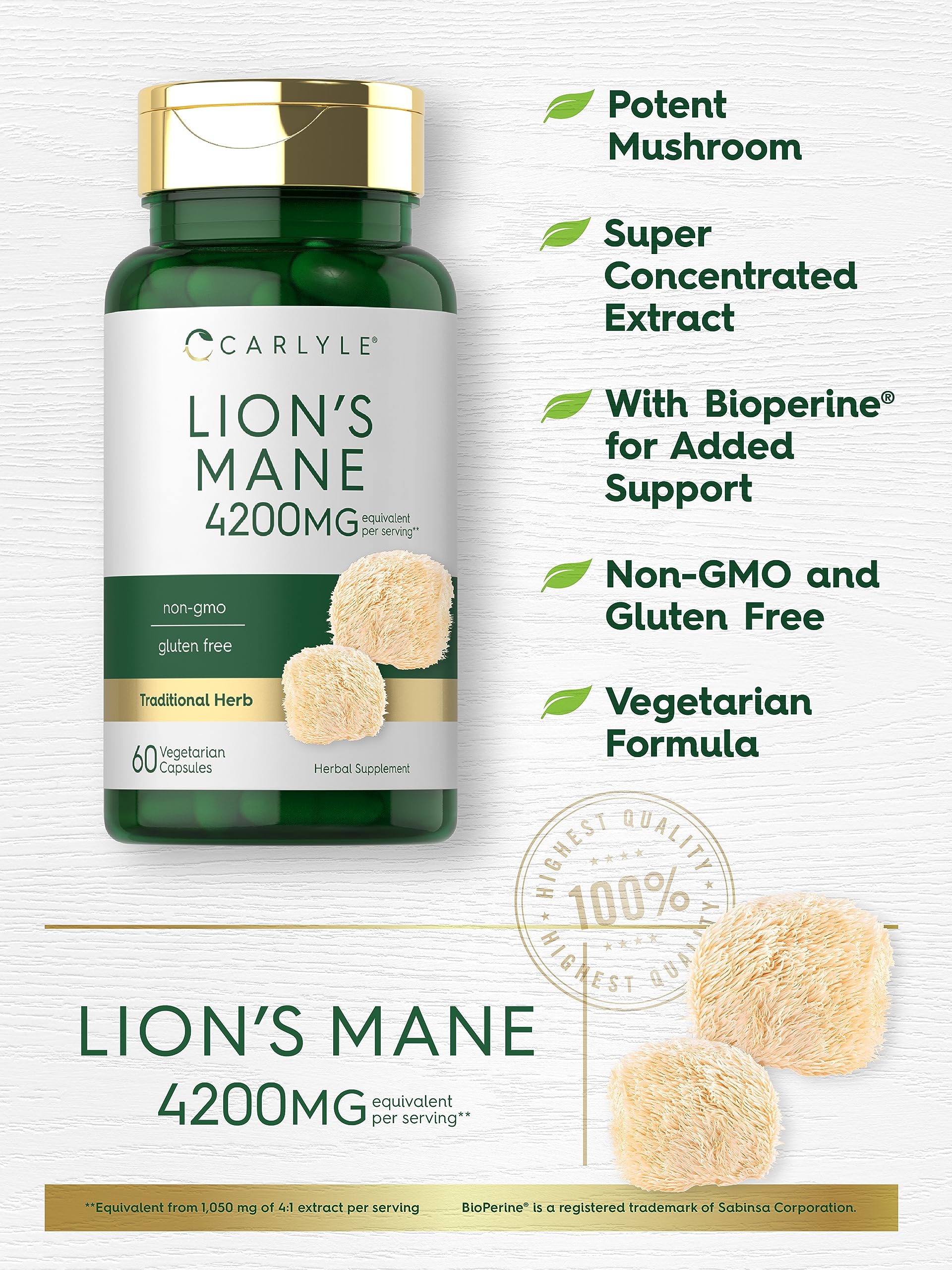 Carlyle Lion's Mane Mushroom Capsules packaging