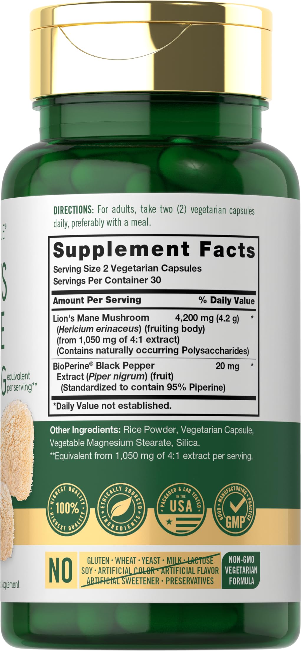 Carlyle Lion's Mane Mushroom Capsules side view