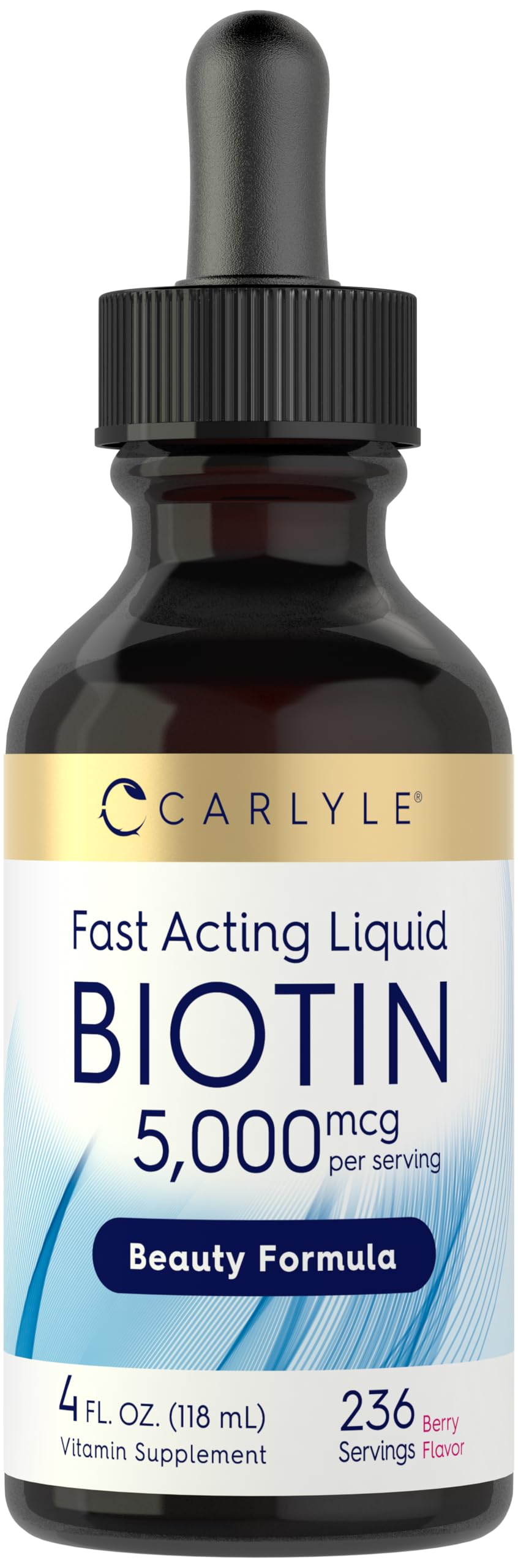 Carlyle Liquid Biotin 5000 mcg berry flavour front view