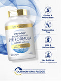 Carlyle Lutein Softgels 100g lifestyle shot with a glass of water