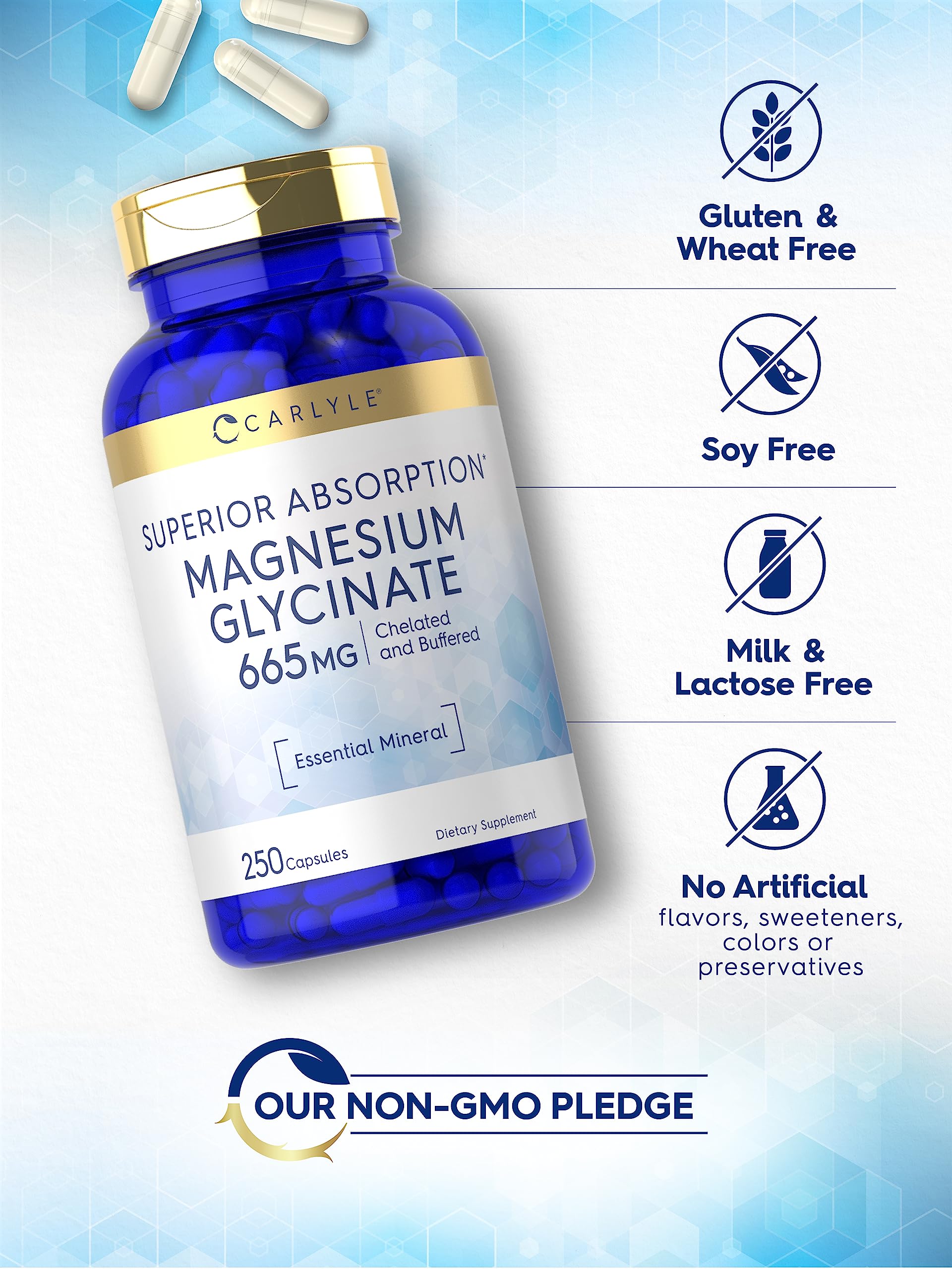 Carlyle Magnesium Glycinate 100mg 180 Capsules opened bottle