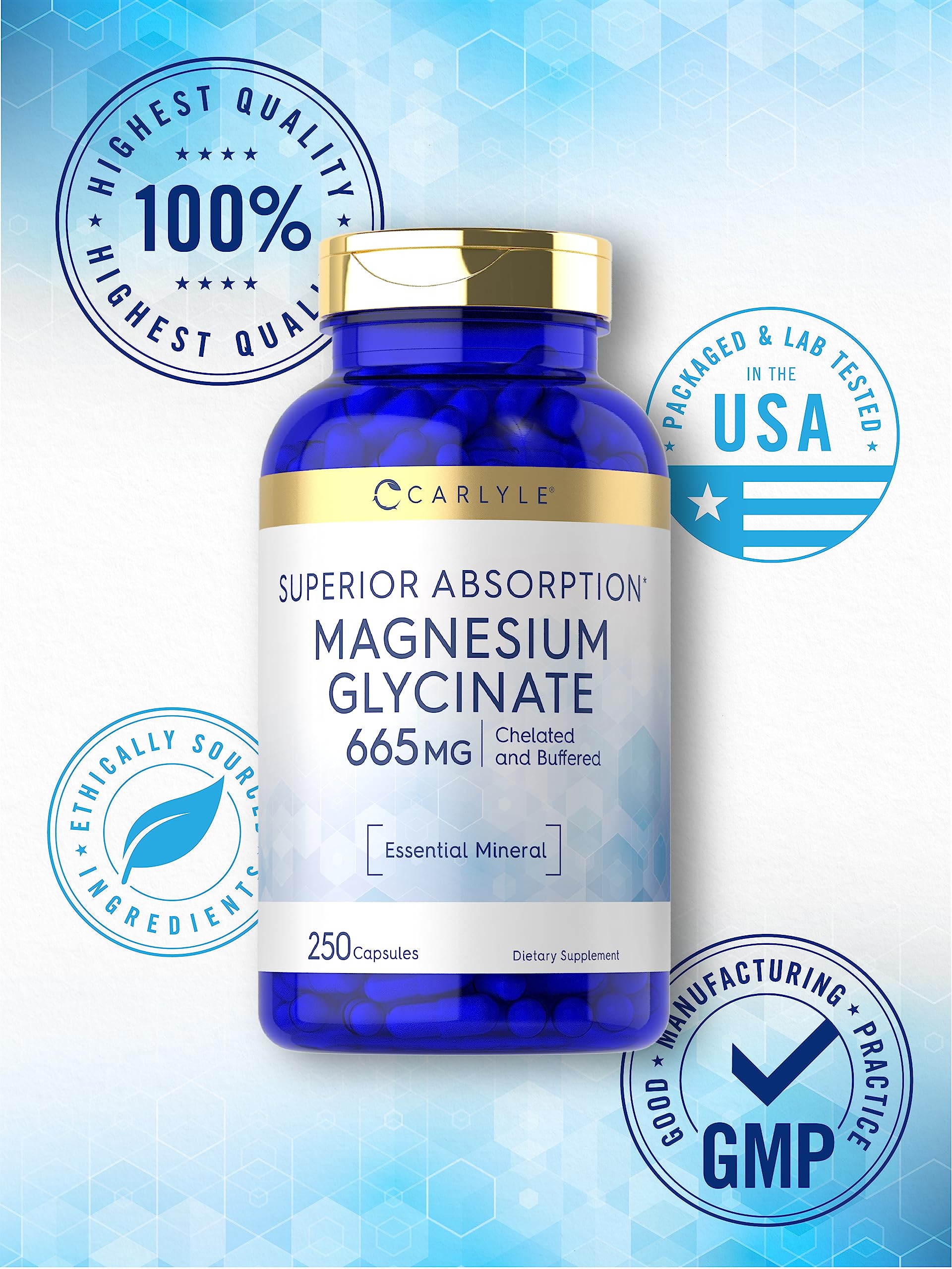 Carlyle Magnesium Glycinate 100mg capsule close-up