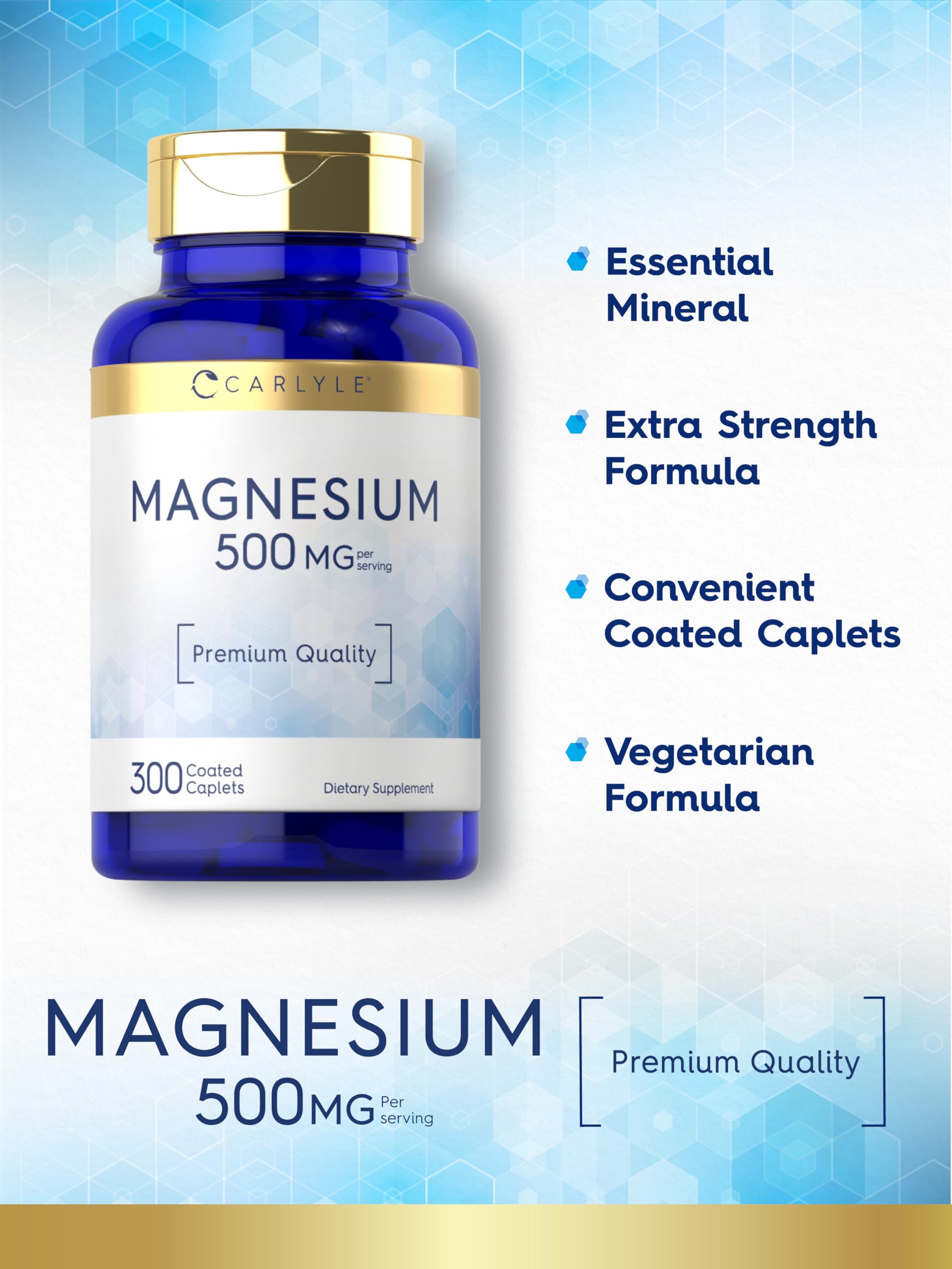 Carlyle Magnesium Oxide 500mg caplets packaging with label